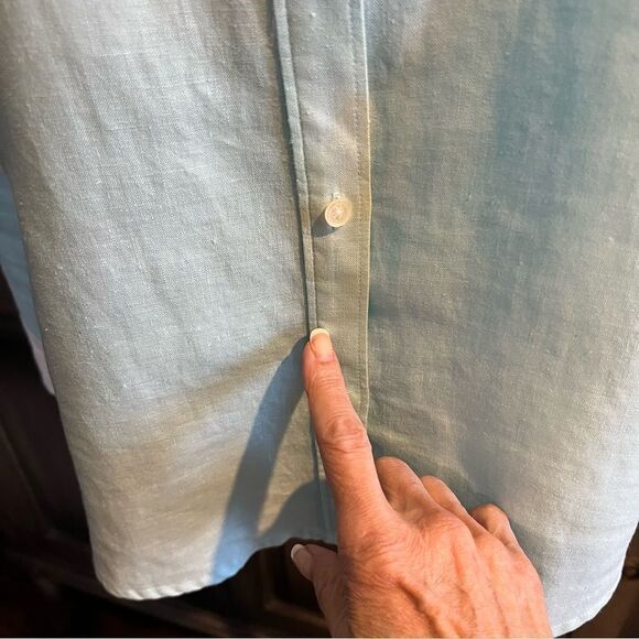Vintage Jones New York Linen Pastel Blue Button-down Shirt size medium - Picture 6 of 7